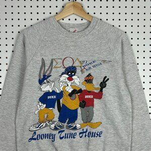 Looney Tunes House Duke Blue Devils Crewneck Sweatshirt Medium Hip Hop‎ 90s Frat